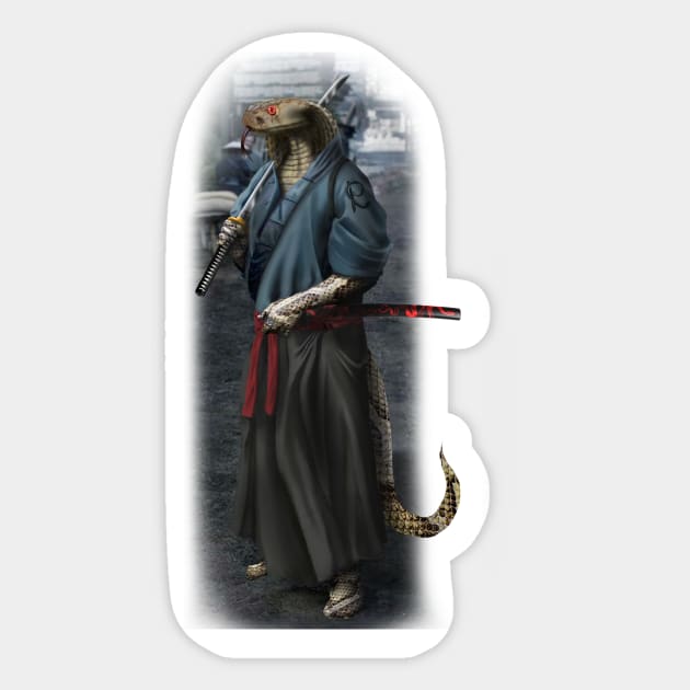 Exclusive Hand Drawn Samurai Snake | Samurai Collection Item-11 (Snake) | by Rendigart Studio Sticker by Rendigart